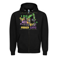 Black i dig mardi gras Zipper Hoodie - MaliasSmallBusiness
