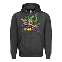Charcoal Heather i dig mardi gras Zipper Hoodie - MaliasSmallBusiness
