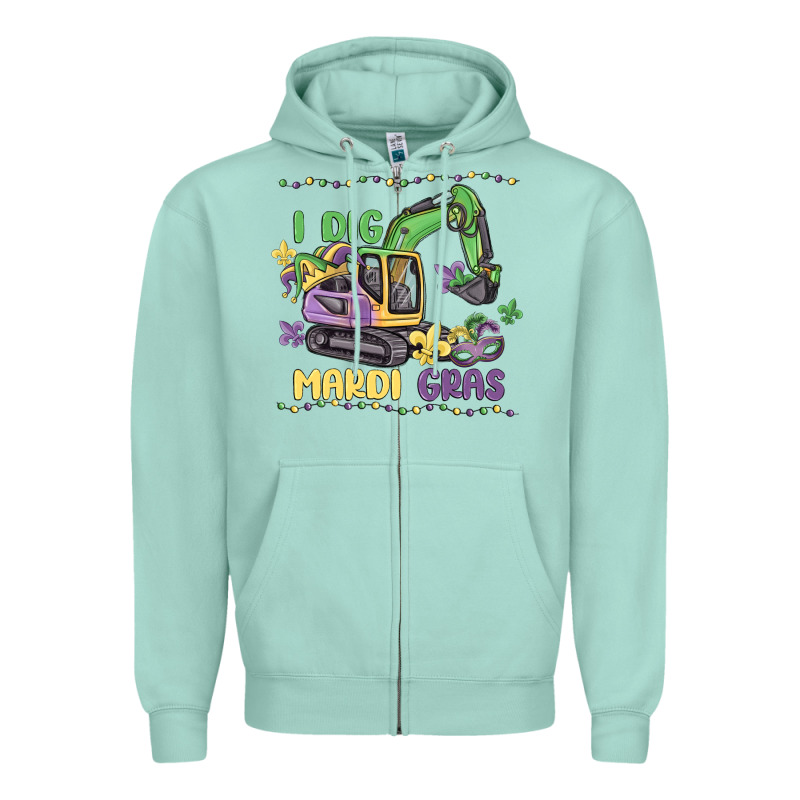 I Dig Mardi Gras Zipper Hoodie by MaliasSmallBusiness | Teevron