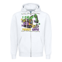 White i dig mardi gras Zipper Hoodie - MaliasSmallBusiness