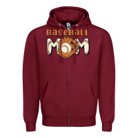 Burgundy baseball mom Zipper Hoodie - MaliasSmallBusiness