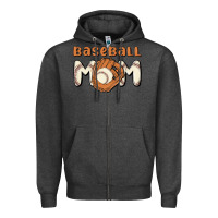 Charcoal Heather baseball mom Zipper Hoodie - MaliasSmallBusiness