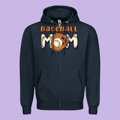 Baseball Mom Zipper Hoodie Designed By Maliassmallbusiness