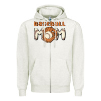 Oatmeal Heather baseball mom Zipper Hoodie - MaliasSmallBusiness