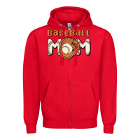 Red baseball mom Zipper Hoodie - MaliasSmallBusiness