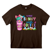 Chocolate Brown some bunny needs coffee with gnomes Heavy Core Tee - Zillion Design Studio
