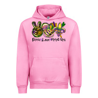 Fuchsia Pink peace love mardi gras Urban Hoodie - CowGirlArtShop