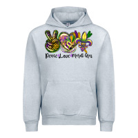 Heather Grey peace love mardi gras Urban Hoodie - CowGirlArtShop