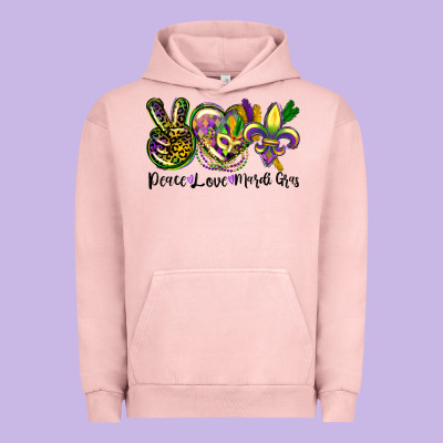 Peace Love Mardi Gras Urban Hoodie Designed By Cowgirlartshop