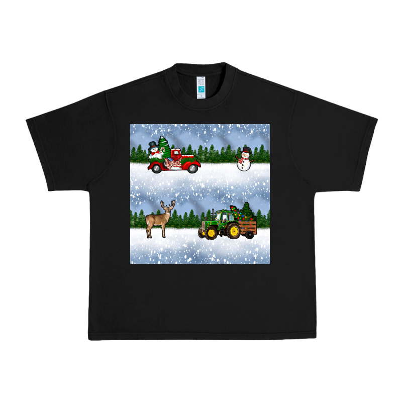 Christmas Snow Truck Seamless Pattern Urban Heavy Tee by BundleAndBundleShop | Teevron