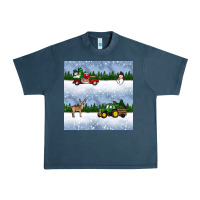 Midnight Navy christmas snow truck seamless pattern Urban Heavy Tee - BundleAndBundleShop
