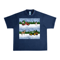 Navy christmas snow truck seamless pattern Urban Heavy Tee - BundleAndBundleShop