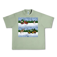 Oil Green christmas snow truck seamless pattern Urban Heavy Tee - BundleAndBundleShop