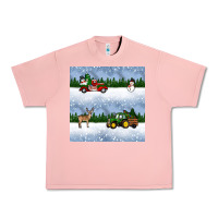 Salmon christmas snow truck seamless pattern Urban Heavy Tee - BundleAndBundleShop