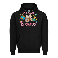 Black 100 days of coffe and chaos Zipper Hoodie - MaliasSmallBusiness