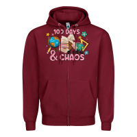Burgundy 100 days of coffe and chaos Zipper Hoodie - MaliasSmallBusiness