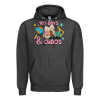 Charcoal Heather 100 days of coffe and chaos Zipper Hoodie - MaliasSmallBusiness