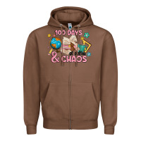 Chestnut 100 days of coffe and chaos Zipper Hoodie - MaliasSmallBusiness