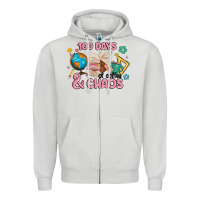 Dove Grey 100 days of coffe and chaos Zipper Hoodie - MaliasSmallBusiness