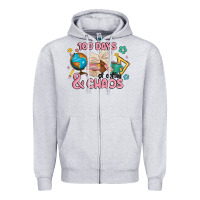 Heather Grey 100 days of coffe and chaos Zipper Hoodie - MaliasSmallBusiness