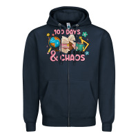 Navy 100 days of coffe and chaos Zipper Hoodie - MaliasSmallBusiness