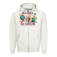 Oatmeal Heather 100 days of coffe and chaos Zipper Hoodie - MaliasSmallBusiness