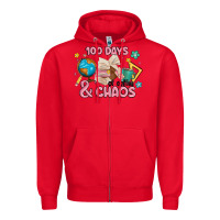 Red 100 days of coffe and chaos Zipper Hoodie - MaliasSmallBusiness