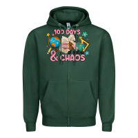 Sports Green 100 days of coffe and chaos Zipper Hoodie - MaliasSmallBusiness