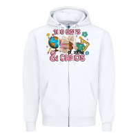 White 100 days of coffe and chaos Zipper Hoodie - MaliasSmallBusiness