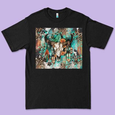 Cowhide Bull Skull Premium Tee Designed By Zillion Design Studio