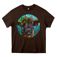 Chocolate Brown Calf Christmas Heavy Core Tee - RanaPortraitStore
