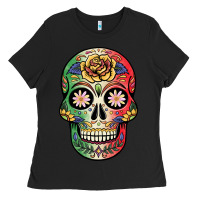 Black mexican skull Ladies Tee - JahusDesignShop