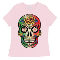 Bubblegum Pink mexican skull Ladies Tee - JahusDesignShop