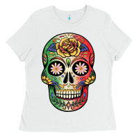 White mexican skull Ladies Tee - JahusDesignShop