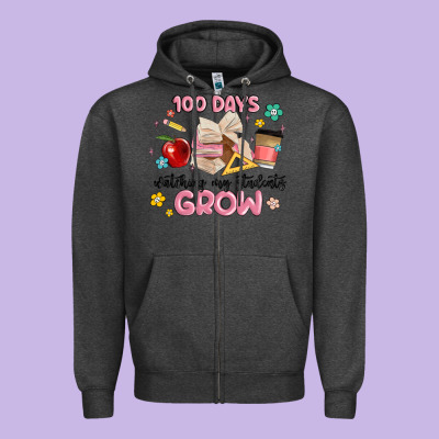 100 Days Of Watching My Students Grow Zipper Hoodie Designed By Maliassmallbusiness
