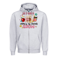 Heather Grey 100 days of watching my students grow Zipper Hoodie - MaliasSmallBusiness