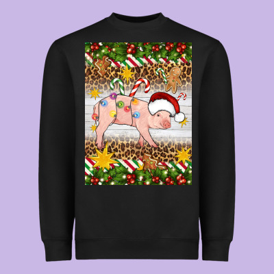Christmas Pig Heavyweight Sweatshirt Designed By Artiststas