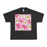 Pigment Black breast cancer awareness with daisy and heart seamless pattern Urban Heavy Tee - BundleAndBundleShop