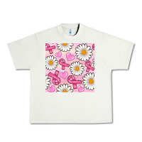 Pistachio breast cancer awareness with daisy and heart seamless pattern Urban Heavy Tee - BundleAndBundleShop
