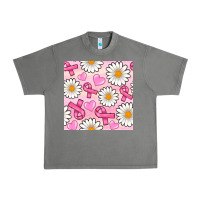 Tornado breast cancer awareness with daisy and heart seamless pattern Urban Heavy Tee - BundleAndBundleShop