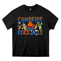 Black campfire and cocktails Heavy Core Tee - texasbilliewilder