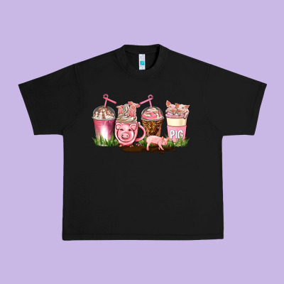 Pig Coffee Cups Urban Heavy Tee Designed By Adodesignshop