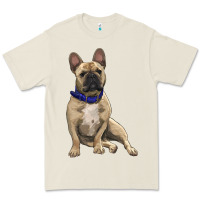 Bone French bulldog with royal blue Premium Tee - RanaPortraitStore