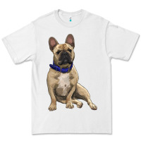 White French bulldog with royal blue Premium Tee - RanaPortraitStore