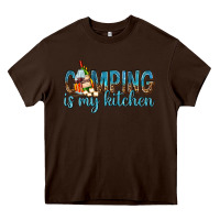 Chocolate Brown camping is my kitchen with wine Heavy Core Tee - texasbilliewilder