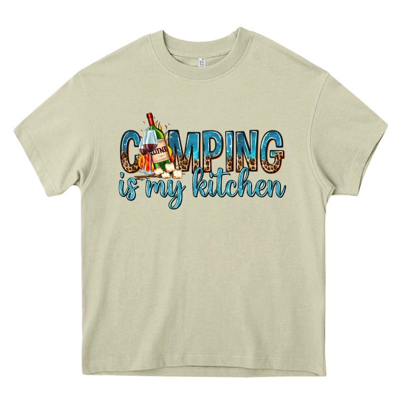 Camping Is My Kitchen With Wine Heavy Core Tee by texasbilliewilder | Teevron