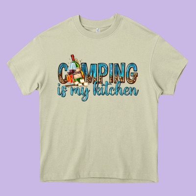 Camping Is My Kitchen With Wine Heavy Core Tee Designed By Texasbilliewilder