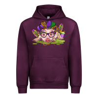 Mauve Wine mardi gras pig Urban Hoodie - CowGirlArtShop