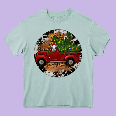 Heavy Core Tee Farm Truck Christmas