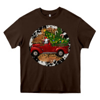 Chocolate Brown Farm Truck Christmas Heavy Core Tee - RanaPortraitStore